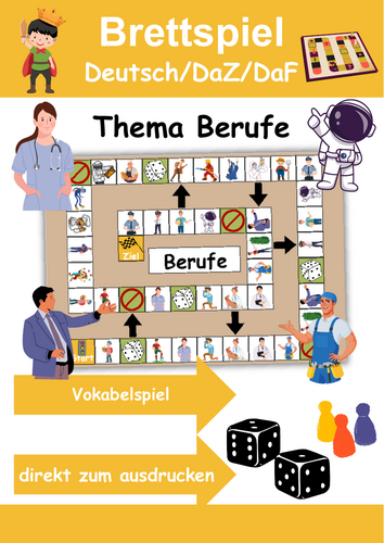 Brettspiel Berufe Wortschatzspiel Grundschule DaZ/DaF/Deutsch