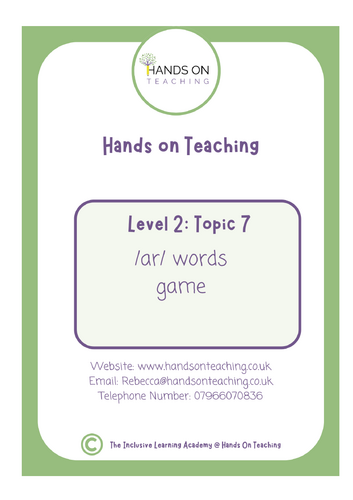 Topic 7 Multisensory Vowel Digraph /AR/ Game Hands on Teaching