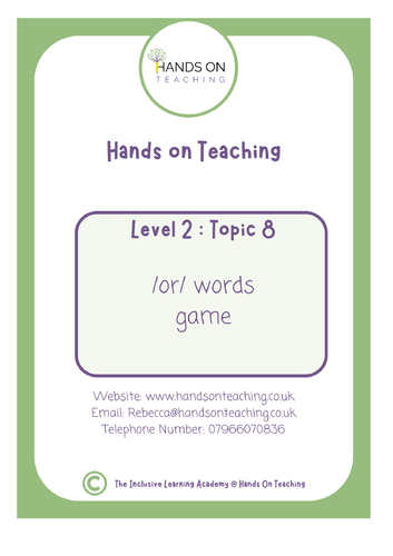 Topic 8 Multisensory Vowel Digraphs /OR/ Game Hands on Teaching