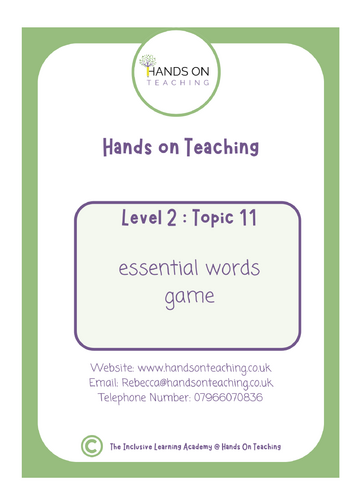 Topic 11 Essential Words 2 Set A & B Game  Hands on Teaching