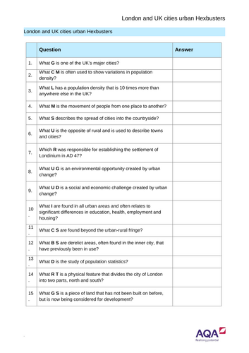 GCSE Geography – Urban issues and challenges -10 - UK city challenges