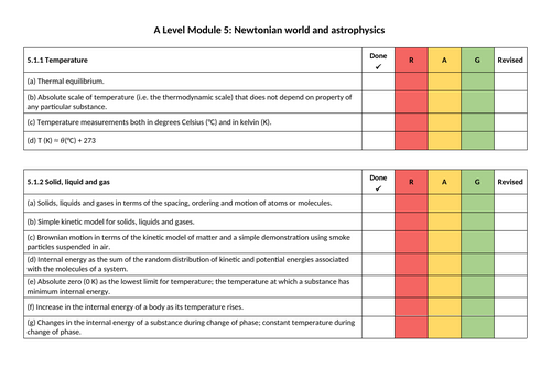 OCR (A) Physics A Level Specification Checklist