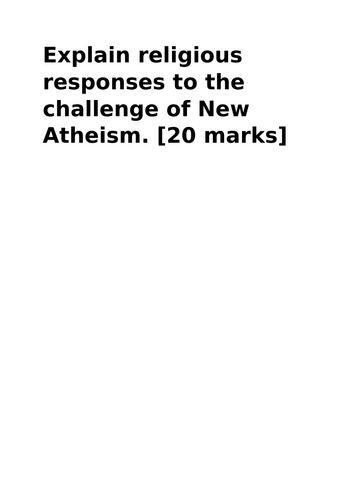 A-Level RS: Atheism 20 Mark Essay + Model + Plan - Eduqas Philosophy