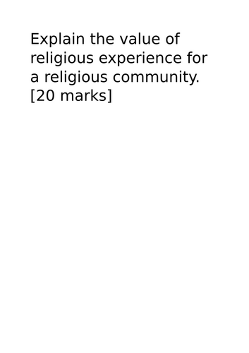 A-Level RS: Influences of Religious Experience 20 Mark Essay + Model + Plan - Eduqas Philosophy