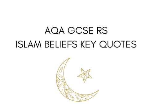 AQA GCSE RS Islam Beliefs key quotes postcards