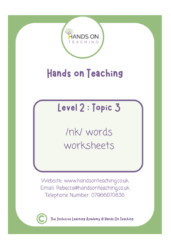 Topic 3 Multisensory Assimilation NK Worksheets Hands on Teaching