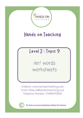 Topic 9 Multisensory Vowel Digraph /ER/ Worksheets Hands on Teaching