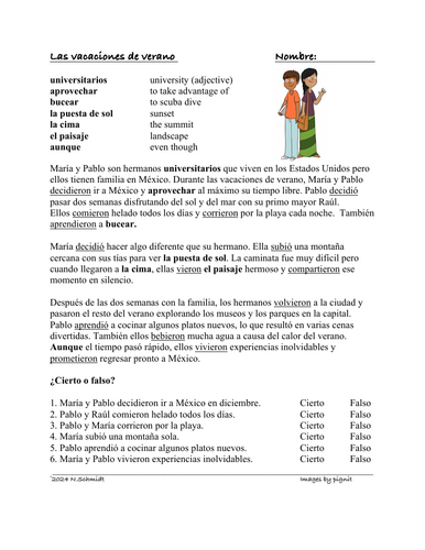 Spanish Regular ER and IR Preterite Verbs Reading | Lectura en pretérito