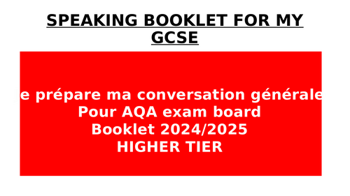 AQA GCSE GENERAL CONVERSATION-Speaking Exam