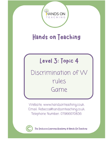 Topic 4 Discrimination Of W Rules Game  Hands on Teaching