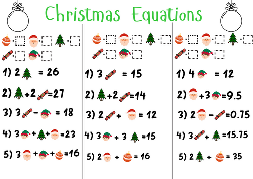 Christmas Solving Equations