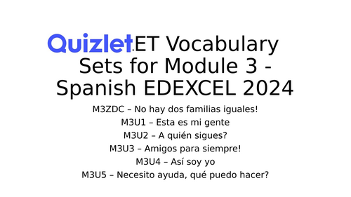 EDEXCEL 2024 Spanish Module 3 - Vocabulary Sets (QUIZLET)