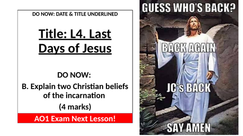 The Last Days of Jesus Life - Christian Beliefs - Edexcel Spec B