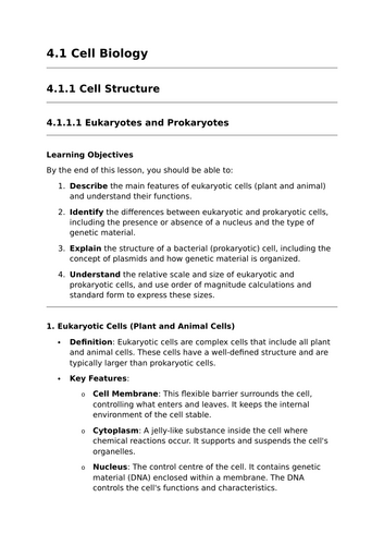 Eukaryotes and Prokaryotes - Lesson for GCSE Biology