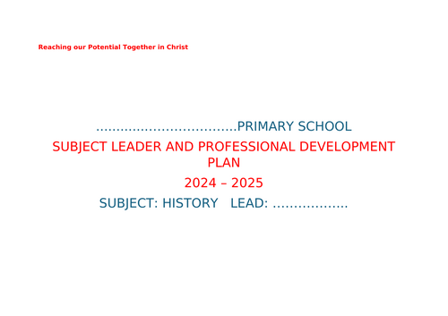 History Leader Action Plan