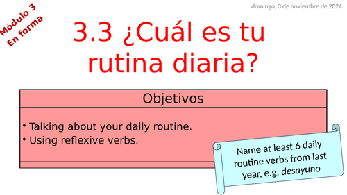 Viva 3 Rojo - Module 3.3 ¿Cual es tu rutina diaria?