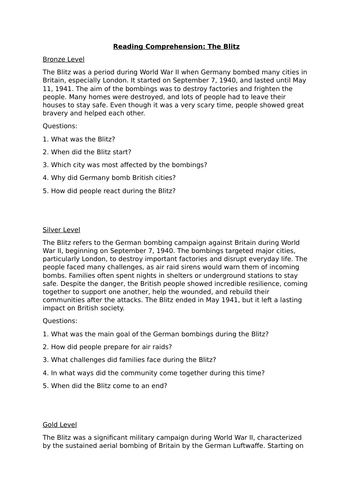 Reading Comprehension - The Blitz