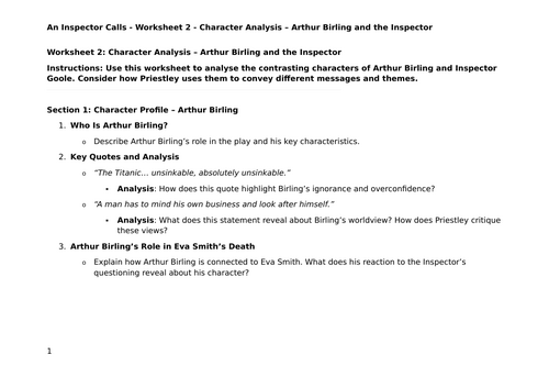 An Inspector Calls - GCSE English Literature Revision Pack