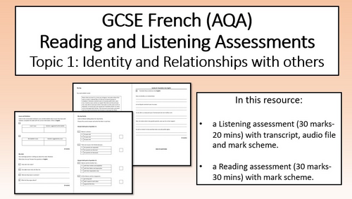 Assessments- Topic 1:Identity and Relationships with others- GCSE French