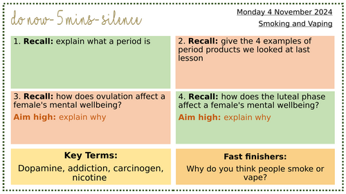 PSHE- KS3- Smoking and Vaping