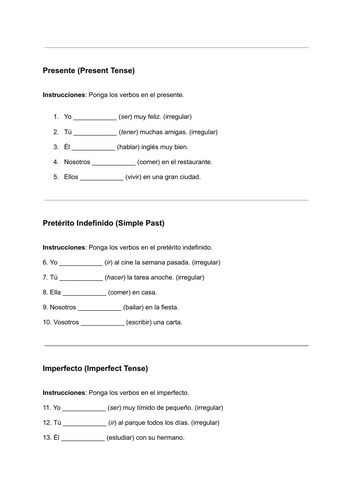 SPANISH GRAMMAR TEST 75 QUESTIONS