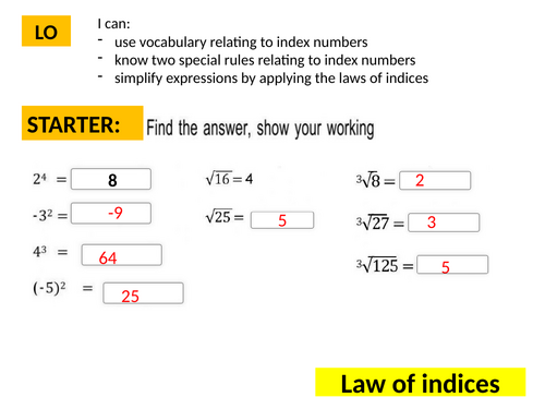 Law of Indices