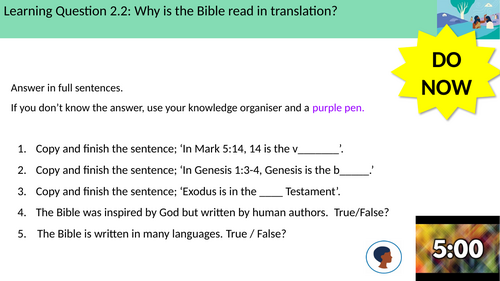 2.2 Why is the Bible read in translation - Prophecy and Promise, Source to Summit Y7