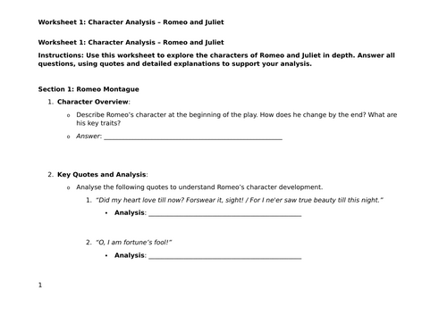 Romeo and Juliet by William Shakespeare - GCSE English Literature Revision Pack