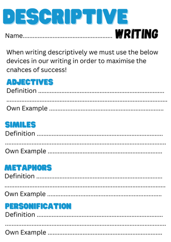Decriptive Writing - GCSE English Language for AP Learners/SEN ...