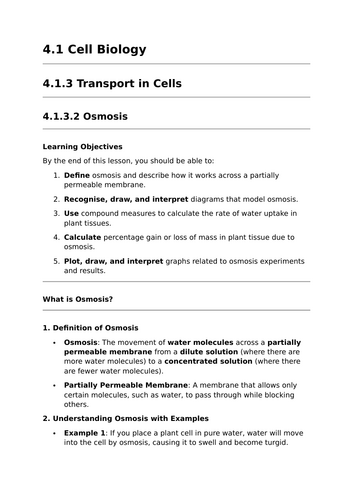 Osmosis - Lesson for GCSE Biology