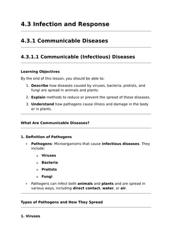 Communicable Diseases - Lesson for GCSE Biology