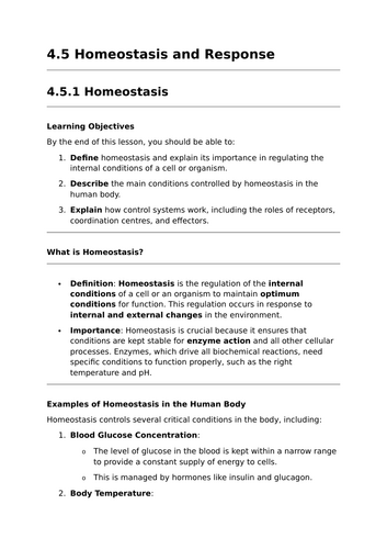 Homeostasis - Lesson for GCSE Biology