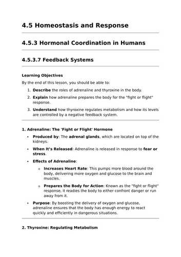 Feedback Systems - GCSE Biology Lesson