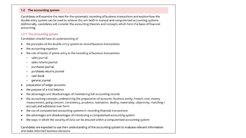 Cambridge A Level Accounting _ Unit 1.2 Accounting System