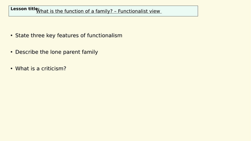 Functions of the family - Functionalism