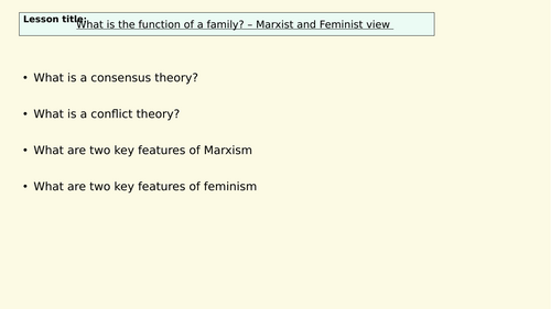 The functions of the family - marxism and feminism