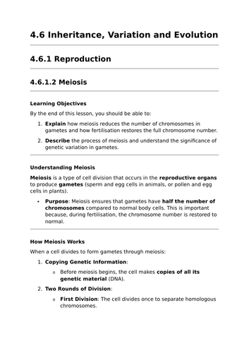 Meiosis - GCSE Biology Lesson