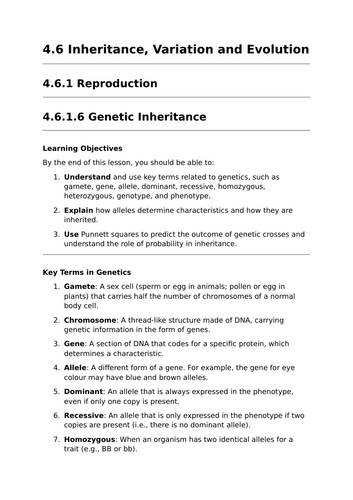 Genetic Inheritance - GCSE Biology