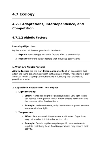 Abiotic Factors - GCSE Biology Lesson