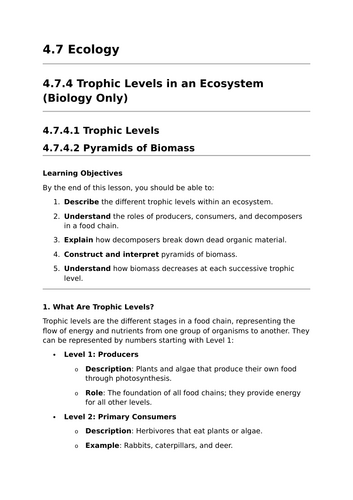 Trophic Levels and Pyramids of Biomass - GCSE Biology Lesson