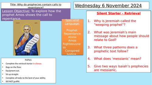 Y8: KS3 CATHOLIC RED: Prophecy and Promise - Why do prophecies contain calls to repentance