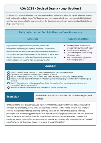 Devising Log AQA guide