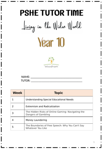 KS4-PSHE- Guided Reading Booklet- Living in the Wider World