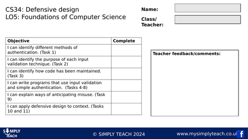 GCSE CS - L34 Workbook (Defensive design)