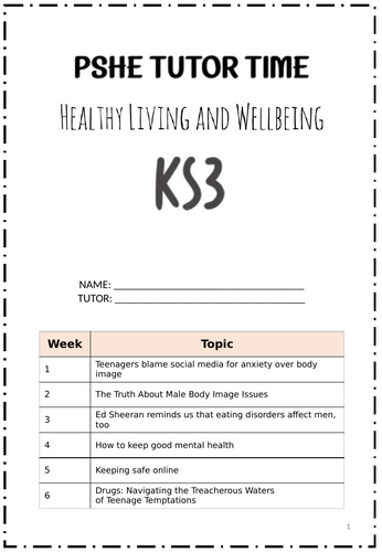 PSHE-KS3- Guided Reading Booklet- Healthy Living and Wellbeing