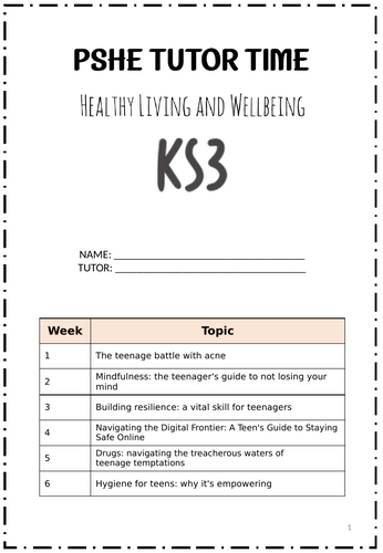 PSHE-KS3- Guided Reading Booklet- Healthy Living and Wellbeing