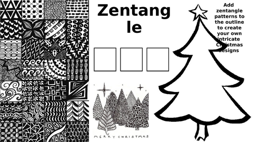 Christmas Zentangle Worksheets Mindfulness Art Design Cover Printable