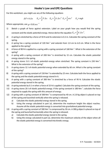 Hooke's Law & EPE Questions