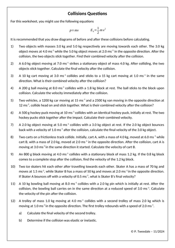 Momentum Simple Collisions Practice