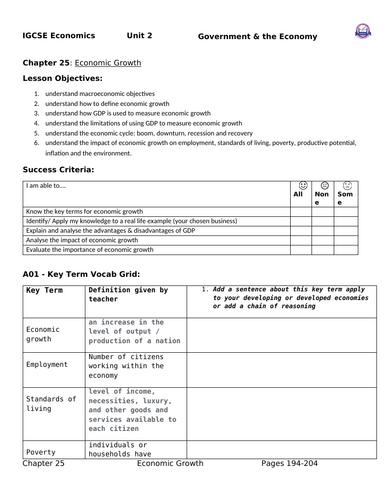 Economic Growth IGCSE Economics Chapter 25 Edexcel